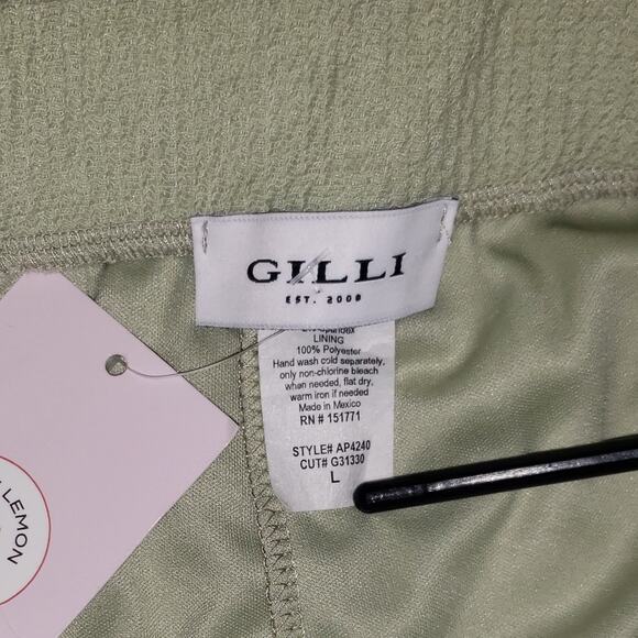 Gilli Wide Leg Knit Pants L Sage Green Built-In Shorts Stretch Waist Boho Lounge - Picture 9 of 10